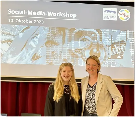 Nele Engelsmeier (AUBI-plus GmbH) und Meike Wehrmann (Gewerbeverein Stemwede)